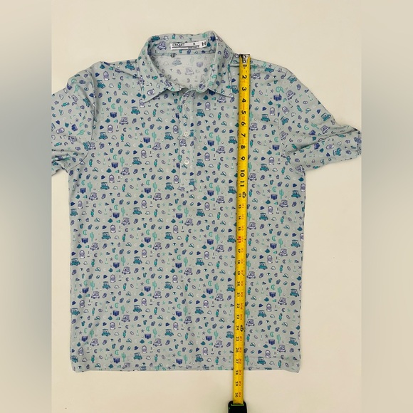 CRIQUET Polo men’s size medium golf carts cactus print blue and green - Picture 6 of 8